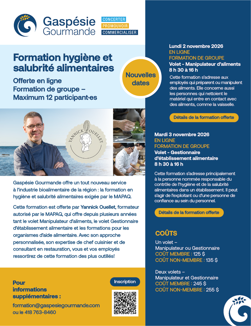 Formation hygiène et salubrité alimentaires