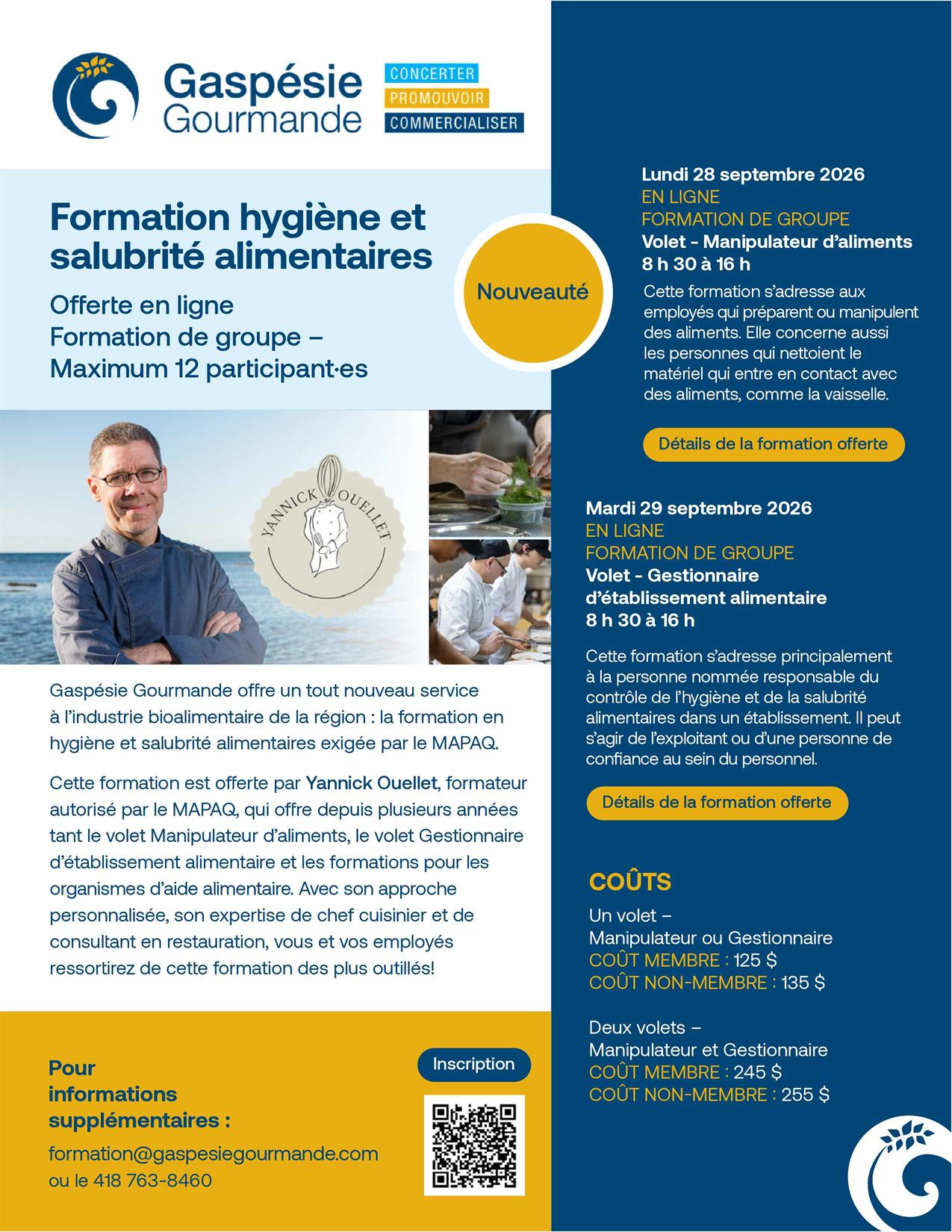 Formation hygiène et salubrité alimentaires