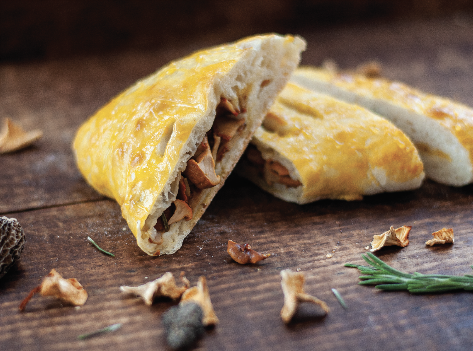 Fougasse aux champignons sauvages